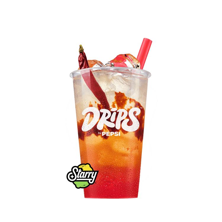 Starry Full Stop presented in a glass